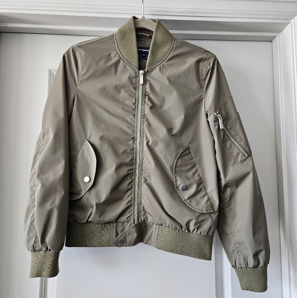 French Connection Bomber Jacket Olive Green XS - Picture 2 of 10